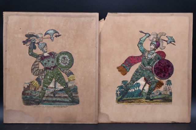 Suite de deux collages sur gravures figurant 2 personnages anglai...