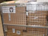a cart with boxes on top of it in a warehouse