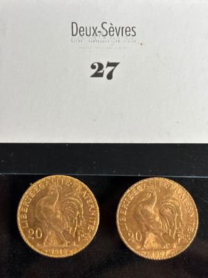 a pair of gold sovereigns in a box on a table