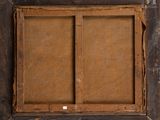 an old picture of a window with a wooden frame and a window pane