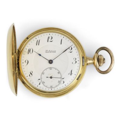 an image of a pocket watch with a gold case on a white background