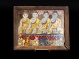 une image représentant un tableau où l'on voit un groupe d'hommes assis sur un banc