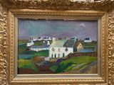 une image représentant un tableau d'une maison blanche dans un cadre doré