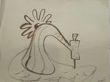 drawing of a bird with a knife in its beak