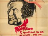 une affiche du film « Danton » sur laquelle on voit un homme avec une tête dans les cheveux