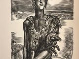 an image of a drawing of a man holding a dog