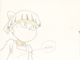 cartoon drawing of a girl with glasses and a cat ' s head