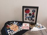 a picture of a hat and other items on a table