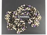chanel pearl and amethorate necklace