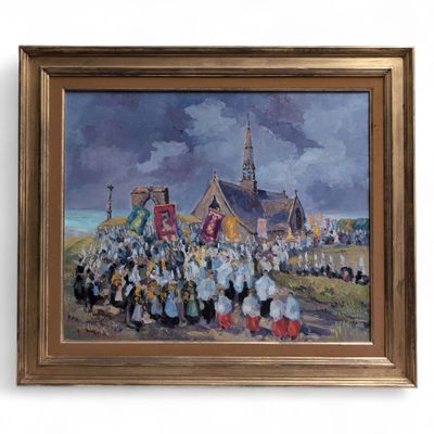 Robert GOY (1913-1978) Bretagne, la procession