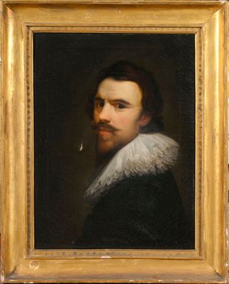 portrait of a man in a black coat with a white collar