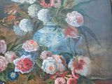 a painting of flowers in a vase on a table