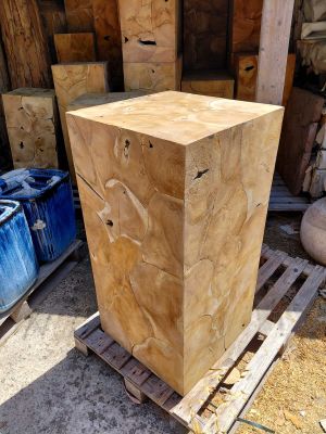 a large wooden box sitting on a pallet in the middle of a yard
