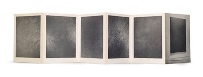 trois panneaux d'un paravent recouverts de peinture noire et blanche
