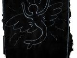un dessin en noir et blanc représentant un ange sur une feuille de papier