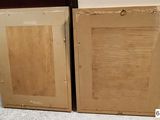 two wooden cabinets that are sitting on the floor