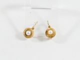 une paire de boucles d'oreilles en or ornées de perles sur un fond transparent