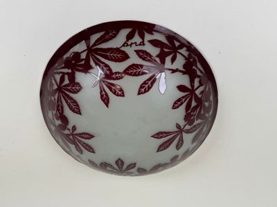 Vasque en verre givré à décor dégagé à l'acide de feuilles d… - Photo 1