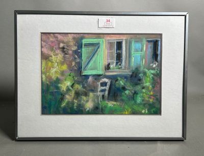 painting of a painting of a chair and a window in a room