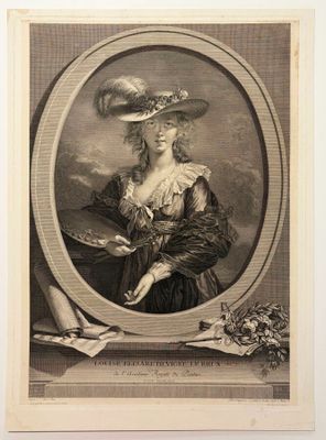 un vieux dessin en noir et blanc représentant une femme coiffée d'un chapeau