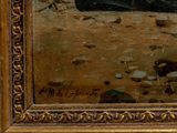 a picture of a painting of a boat on the water