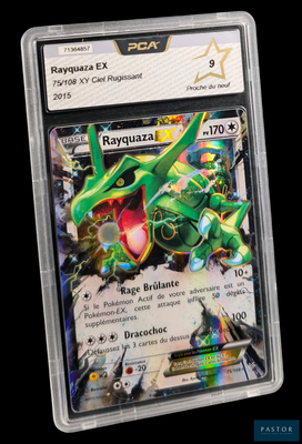 gros plan d'une carte pokemon dans un étui en plastique