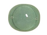 a green plate with a hole in the middle