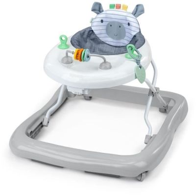 a close up of a baby ' s walker with a toy on top of it