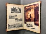 a book opened to show pictures of people and buildings