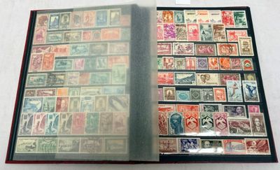 a book with a lot of stamps inside of it