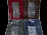three bags of plastic with pictures inside of them