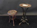 two small tables with a small table top and a small table on a black surface