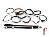 several different types of leather cuffs and cuffs on a white background
