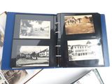 a blue book with pictures of buildings and buildings on it