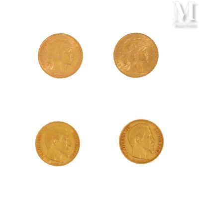 quatre souverains en or, dont l'un est un souverain et l'autre un souverain