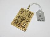an image of a gold pendant with keys and keys on it