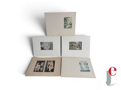 four photographs are stacked on top of each other on a white surface