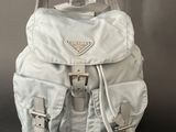 pradazzi backpack in light blue nylon with silver hardware