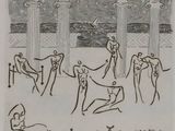 an image of a black and white drawing of a group of people