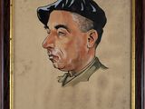 portrait d'un homme coiffé d'un béret, dans un cadre marron