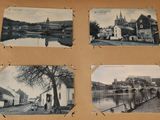 plusieurs vieilles photos en noir et blanc d'une ville et d'une rivière