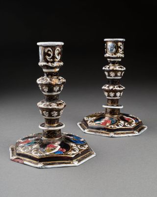 XIXe siècle. Paire de FLAMBEAUX de section octogon… - Photo 1