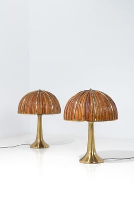 paire de lampes de table en laiton de style « person »