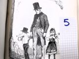 un dessin représentant un homme et deux enfants dans un livre
