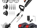 a corded string trimmer with tools and a cord cutter