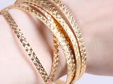 un gros plan sur le bras d'une personne portant un bracelet en or