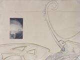 a drawing on the wall of a room with a picture on it