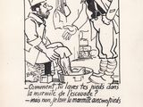an old book with a cartoon of a man talking to another man