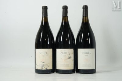 trois bouteilles de vin sont alignées sur une table