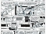 a black and white comic strip with a cartoon of a man driving a car